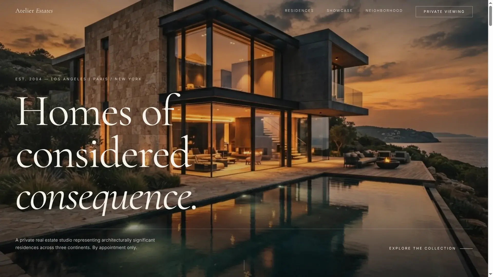 Atelier Estate — Real Estate website showcase