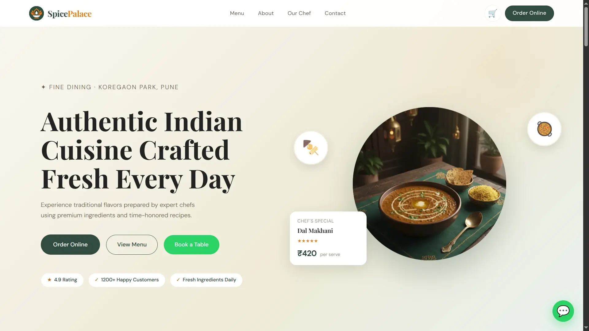 Spice Palace — Café & Restaurant website showcase